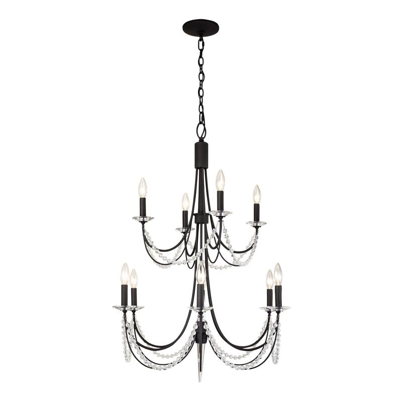 Varaluz Brentwood 10- Light 2-Tier Chandelier - Carbon  Black