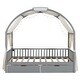 preview thumbnail 7 of 18, Twin Size Daybed with Arched Roof, 2 Drawers, Wood House Canopy Bed with Fabrics Curtain and Light Strip for Kids Teens, Gray