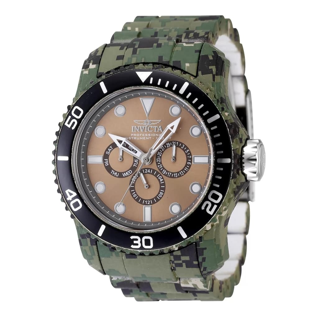 Invicta Men's 47855 Pro Diver Quartz Chronograph Khaki, Grey, Brown Dial Watch