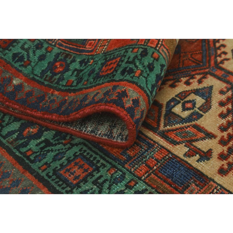 Fine Vintage Distressed Rateib Beige/Rust Runner - 3'2" x 9'11"