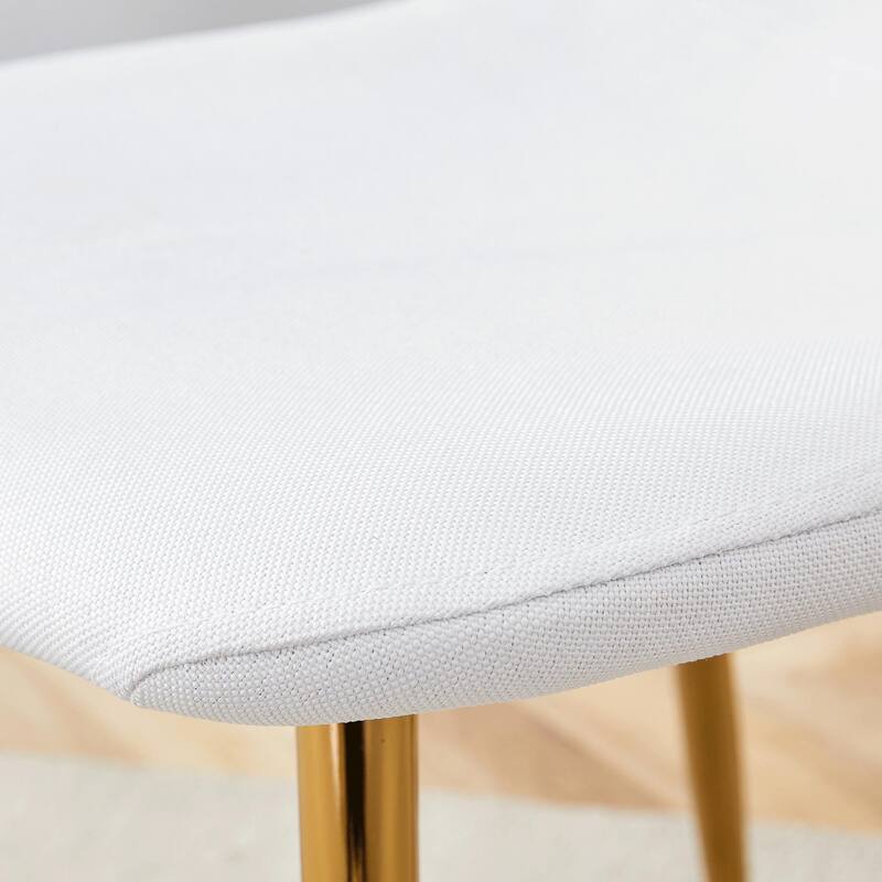 Minimalist Dining Chair Set of 4, Linen Fabric Kitchen Chair with Metal Legs Modern Armless Side Chair for Office