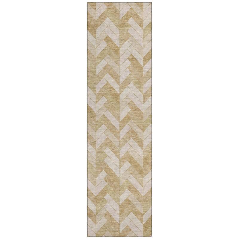 Machine Washable Indoor/ Outdoor Modern Chevron Chantille Rug
