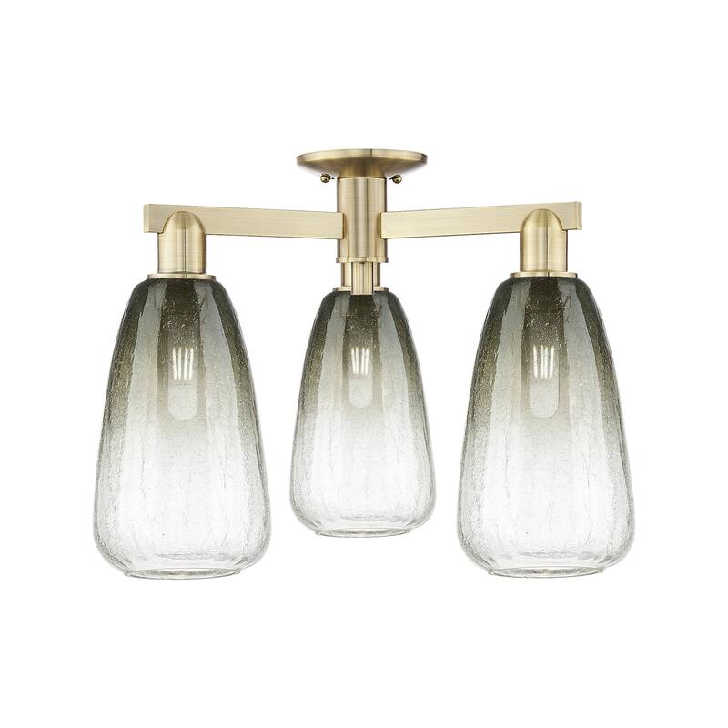 Innovations Lighting 716-3F-15-24 Brookhaven Almond Semi-Flush - Antique Brass / Slate