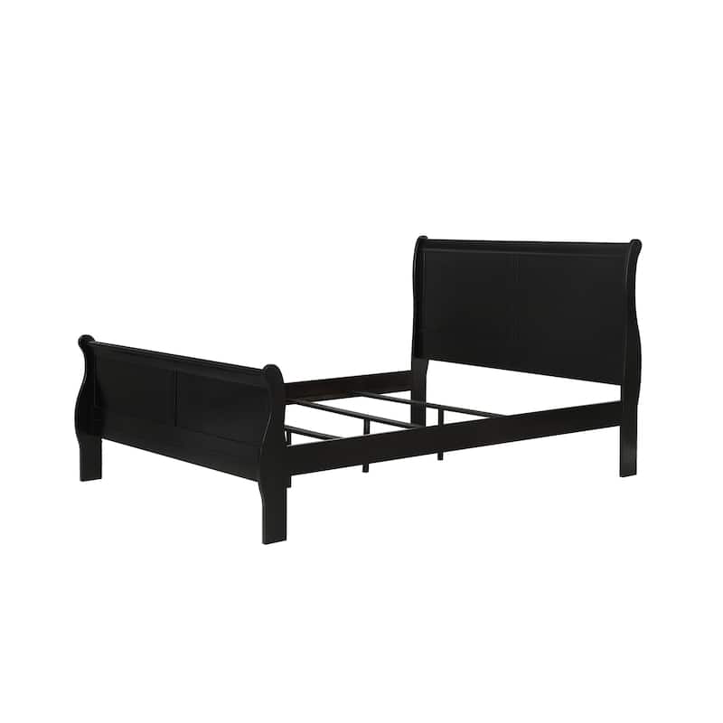 King Size Solid Wood Sleigh Bed with Panel Headboard
