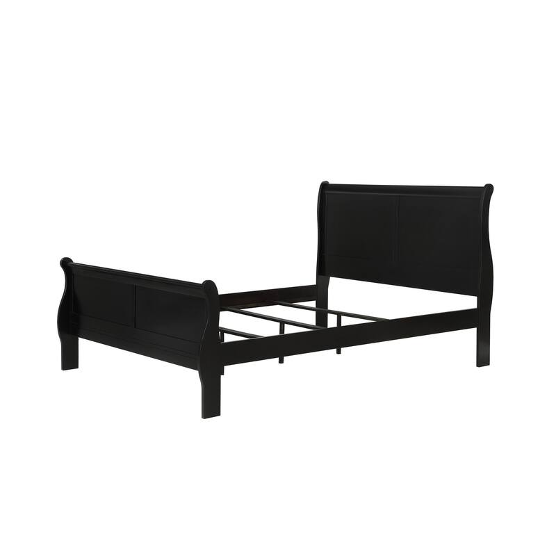 Queen Size Solid Wood Sleigh Bed with Louis Philippe Style