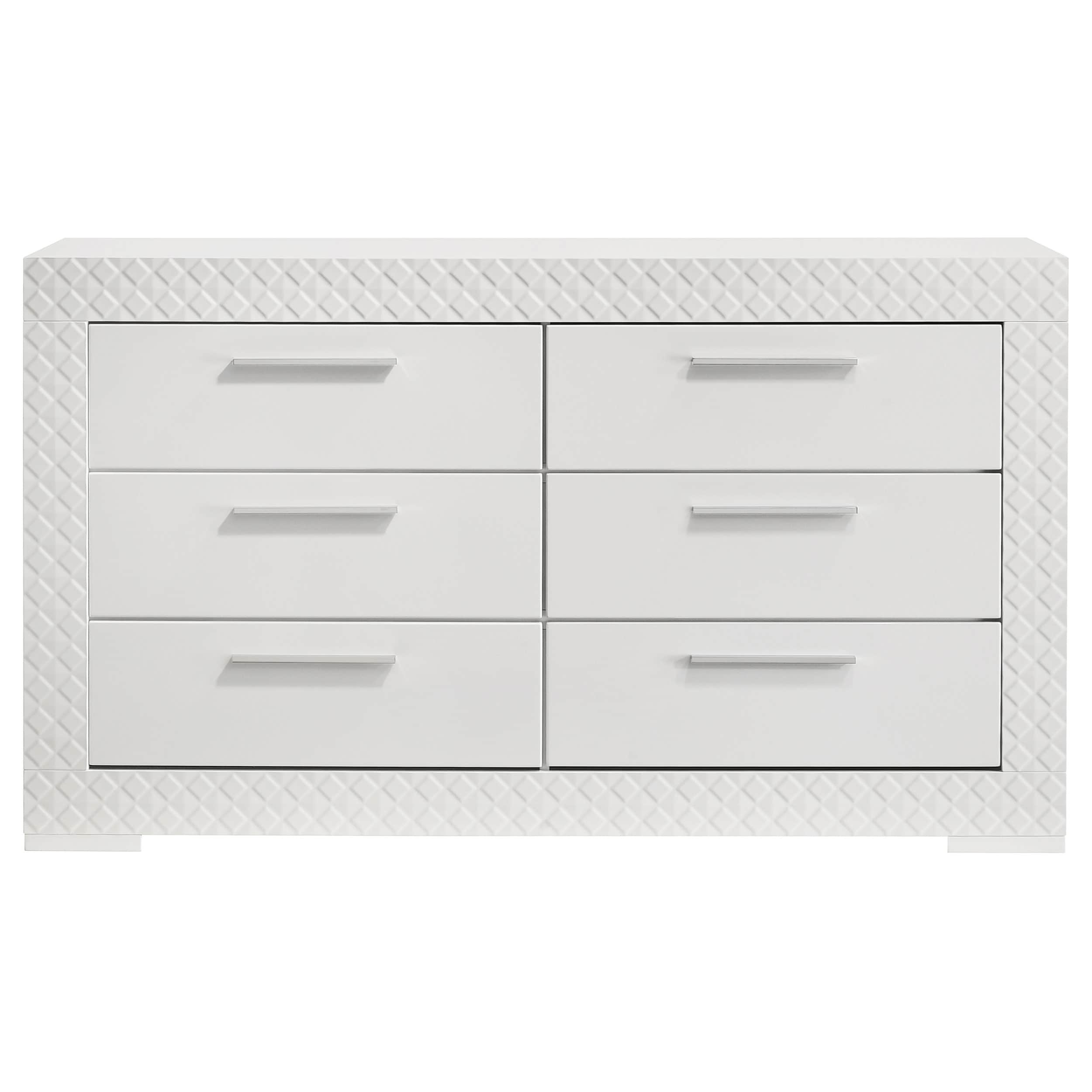 Pierce Grey High Gloss 6-drawer Dresser Cabinet (Includes Dresser Only Not Mirror)