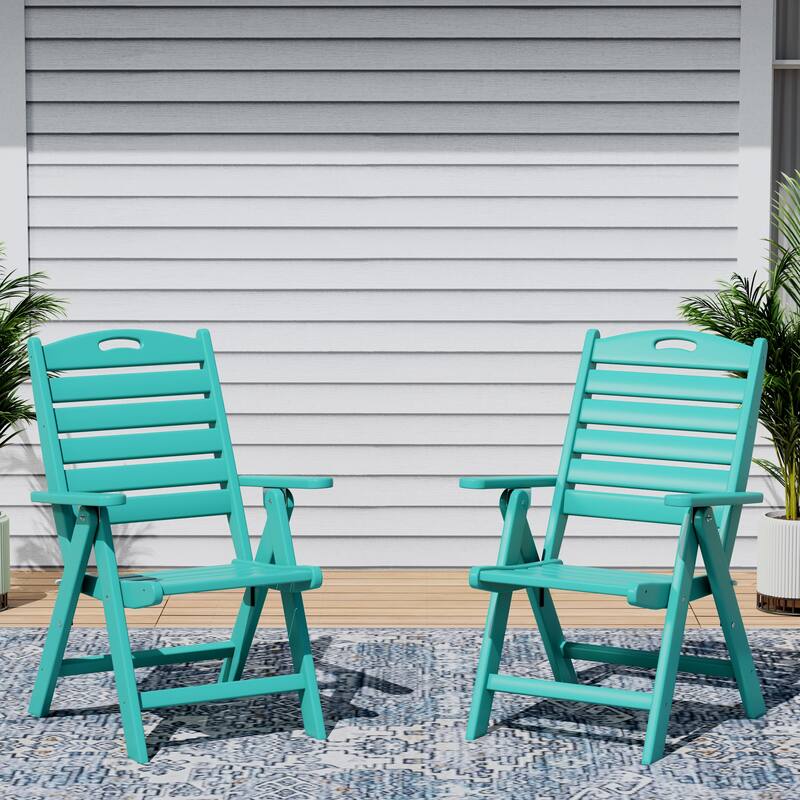 Coastline Patio Folding Highback Dining Chair Set of 2
