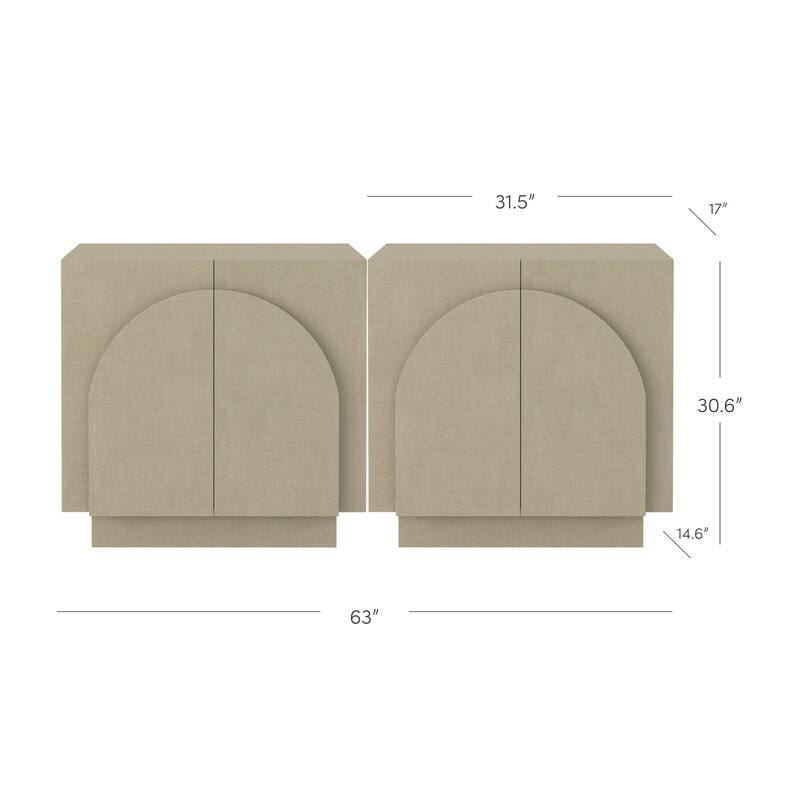 Iris Wooden Accent Cabinet, Sideboard Credenza or TV Stand with Arched Cabinet Doors and Adjustable Shelves