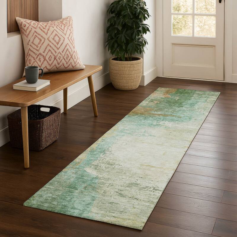 Premium Washable Super Soft Abstract Soid Mayfield Rug - Aloe - 2'3" x 7'6"