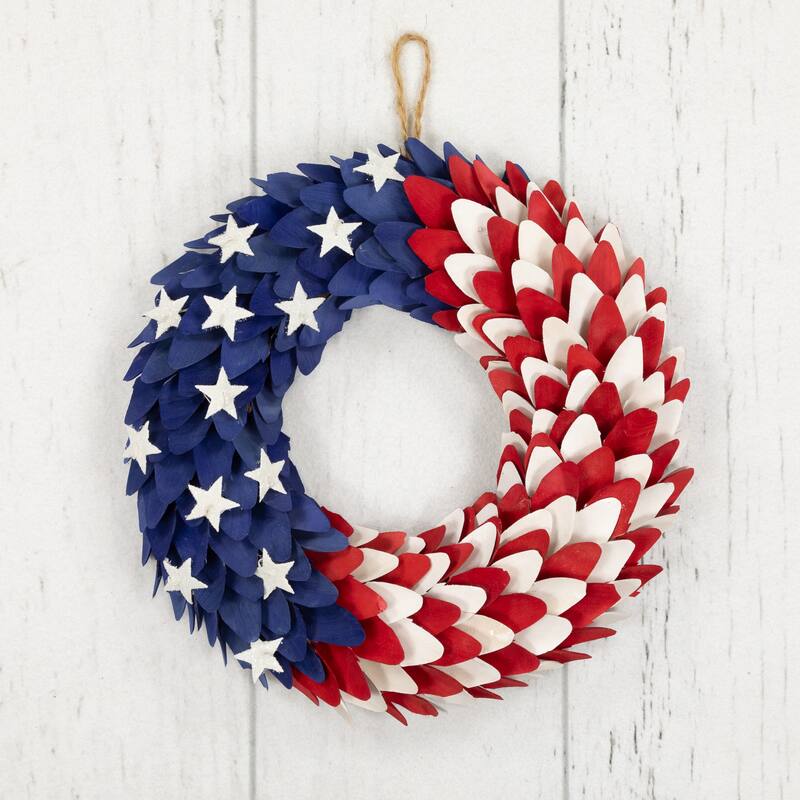 Layered Wood Americana Stars and Stripes Wreath - 15"