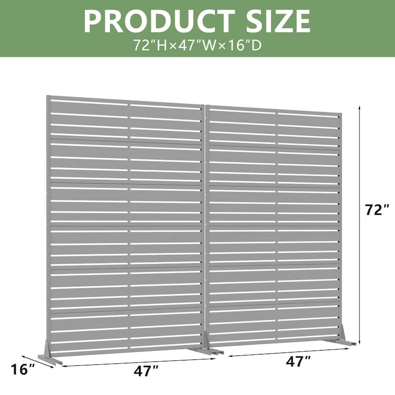 Dovelina Black Outdoor Freestanding Metal Privacy Screen Decorative Garden Fence (Set of 2)
