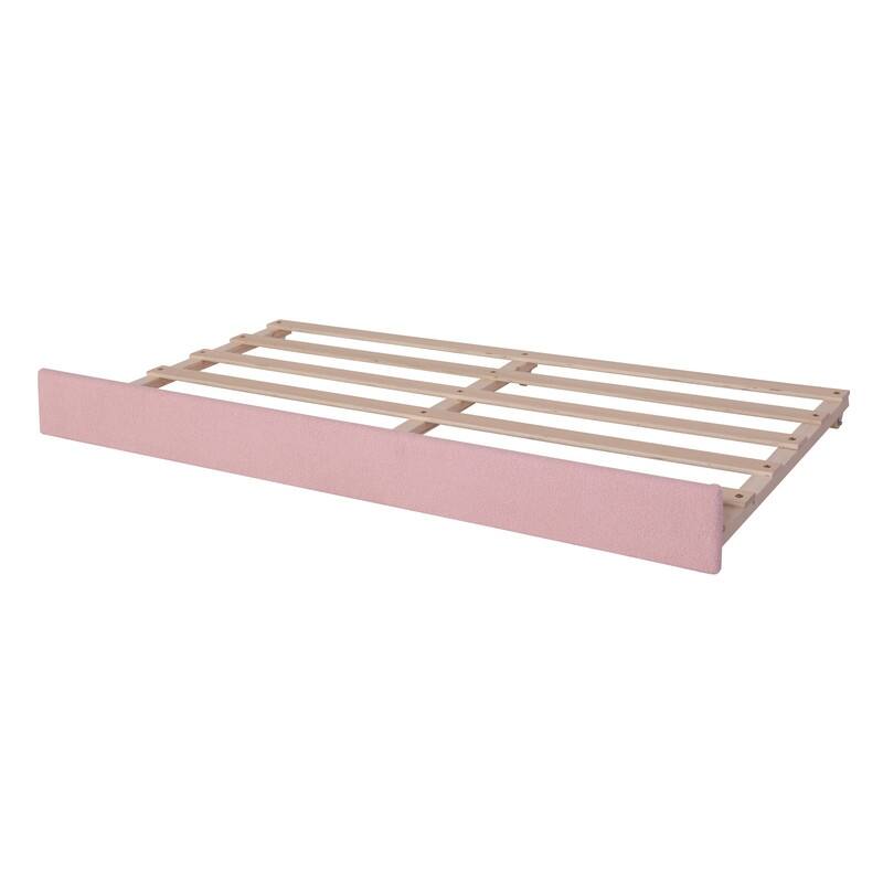 Teddy Fleece Twin Size Upholstered Daybed with Light and Trundle