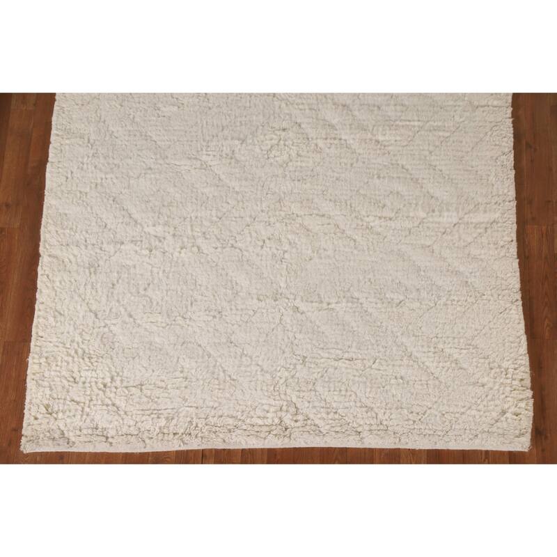 Earth Tone / Beige Moroccan Style Area Rug Hand-Knotted Wool Carpet - 5'3"x 7'6"