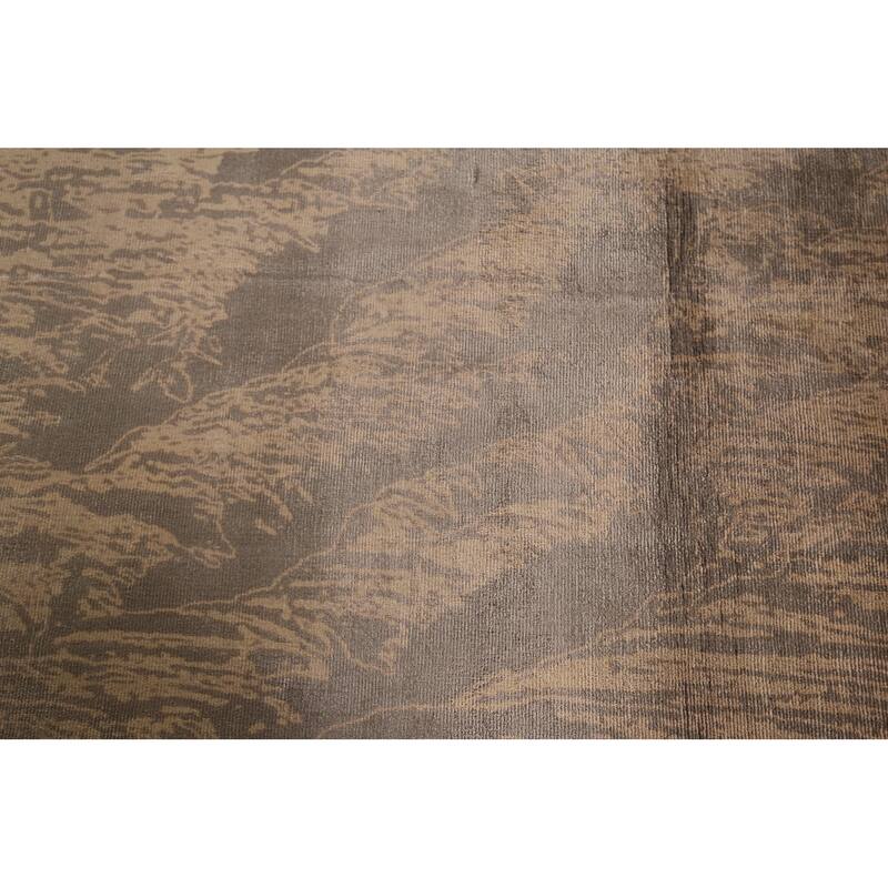 Abstract Indian Area Rug Hand-Knotted Oriental Wool Carpet - 5'8"x 7'10"