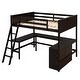 preview thumbnail 44 of 55, Full Size Wooden Loft Bed with Desk and Shelves, Space-Saving Design