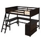 preview thumbnail 7 of 7, Full Size Wooden Loft Bed with Desk and Storage Shelves