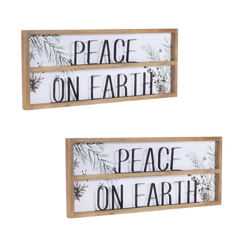 Peace on Earth Sign (Set of 2) - White