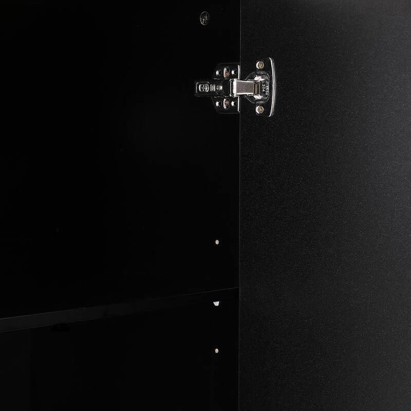 Black 59.1" TV Stand Console Cabinet with Wood Legs for TVs Up to 65"