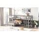 preview thumbnail 3 of 16, Modern L-Shaped Wooden Twin Size Loft Bed and Twin over Full Bunk Bed with Built-in Desk,Easy Assembly