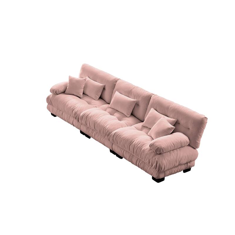 Roomfitters 3-Seater Modular Chenille Sofa, Deep Seat Cloud Couch with Round Bolster Armrests