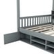 preview thumbnail 9 of 25, Wooden House Bed with Shelves and Storage