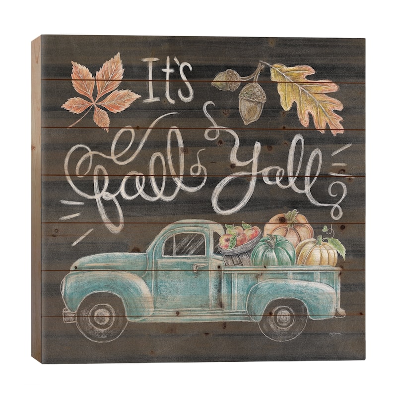 Harvest Chalk VIII Print On Wood by Mary Urban - Multi-Color - 26x26x1.5