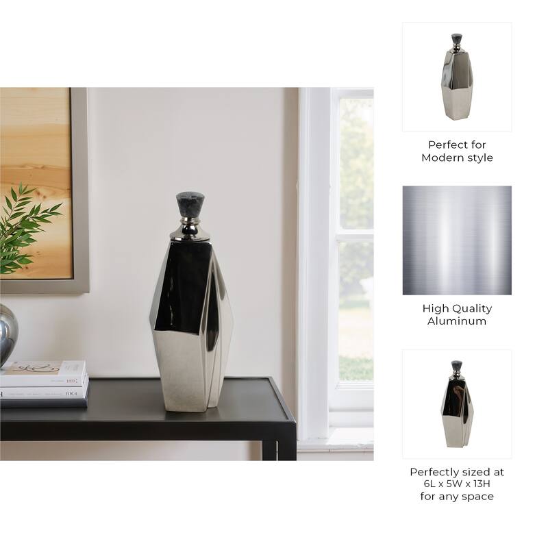 Aluminum Marble Vase Geometric Sculptural Bold Angular Design Interior