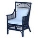 preview thumbnail 10 of 28, Rattan Slat Back Cushioned Arm Dining Accent Chair by East at Main - 24x25.5x39.25