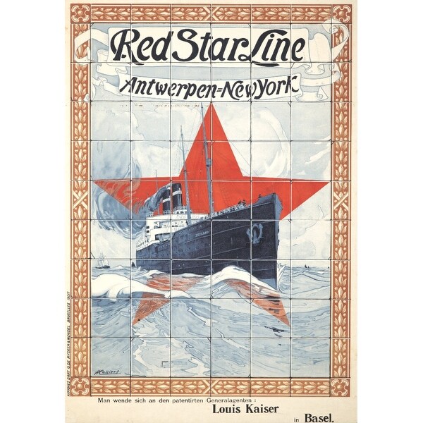 Red Star Line Antwerpen New York Vintage Poster Artist Cassiers Henri Belgium C 1901 Art Print Multiple Sizes Availa