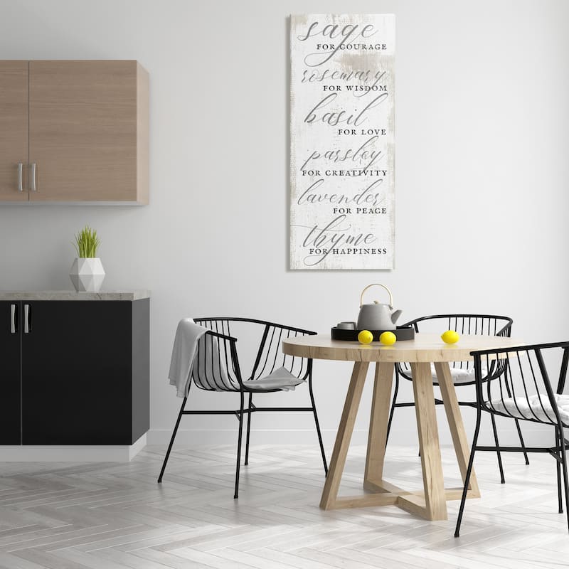 Stupell Sage Basil Thyme Sentimental Phrases Farm Kitchen Canvas Wall Art - White