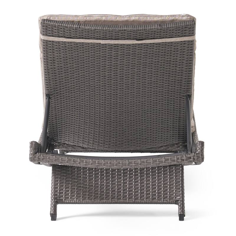 Salem Outdoor Wicker Adjustable Chaise Lounge with Cushion by Christopher Knight Home