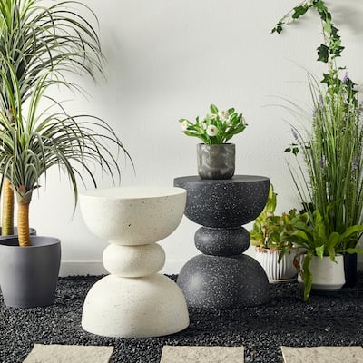 Glitzhome 17"H Multi-functional MGO Garden Stool Outdoor Table
