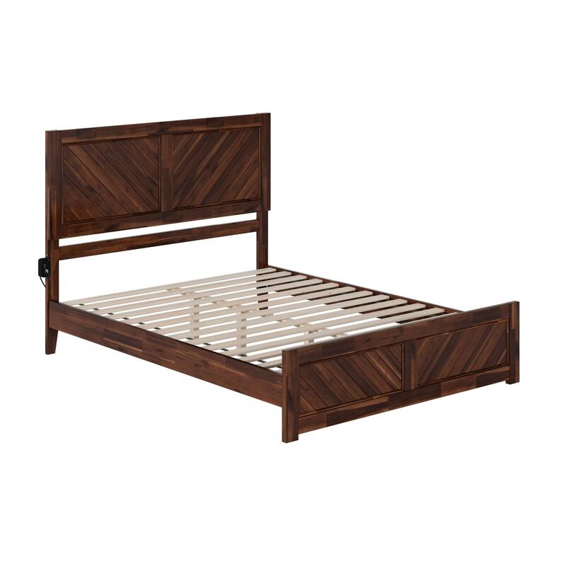 Solid Wood Low Profile Platform Bed with Footboard - Modern Bedroom Furniture
