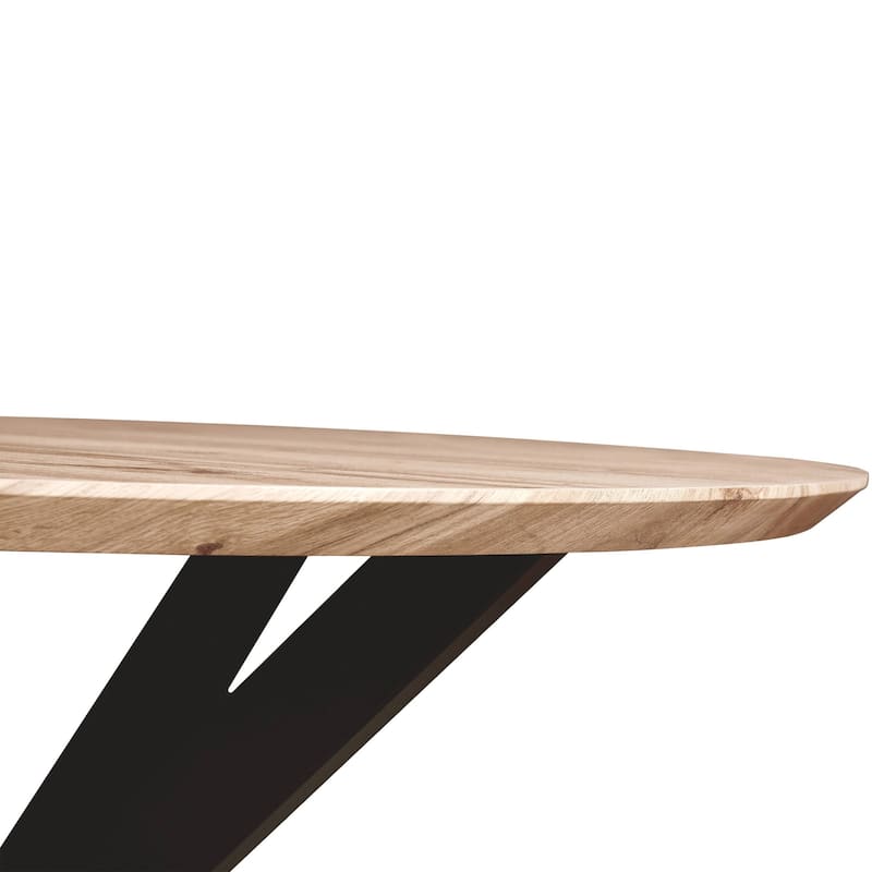 Ravenna 47" Modern Solid Wood Round Top Dining Table With X-Shape Powder Coated Metal Legs for Dining Room & Kitchen