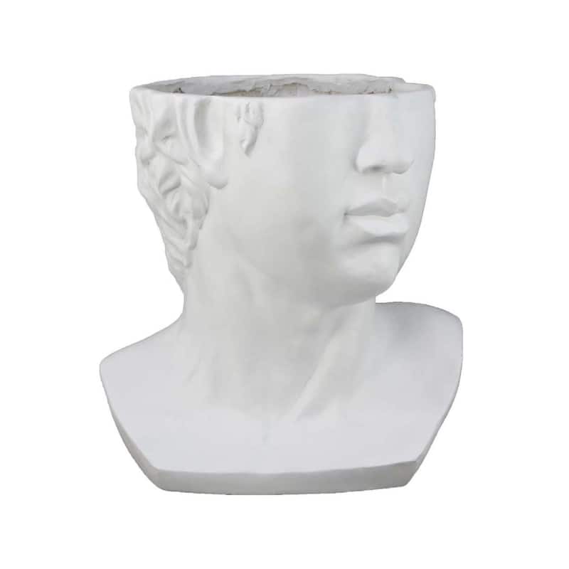 Kylz Decor Head Garden Planter, 23 Inch, Wide Open Top, White Resin