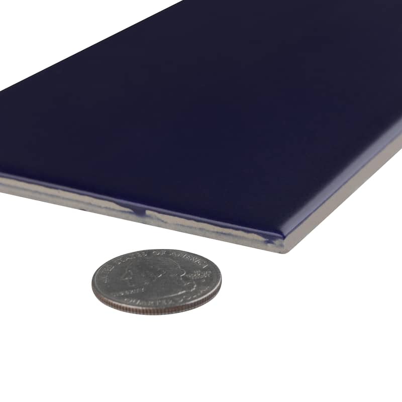 SomerTile Projectos Midnight Blue 3-7/8" x 7-3/4" Ceramic Floor and Wall Tile