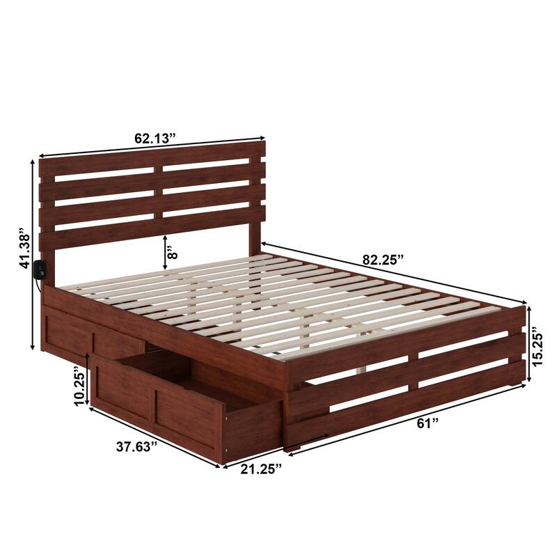 Oxford Bed with Footboard and USB Turbo Charger and 2 Storage Drawers