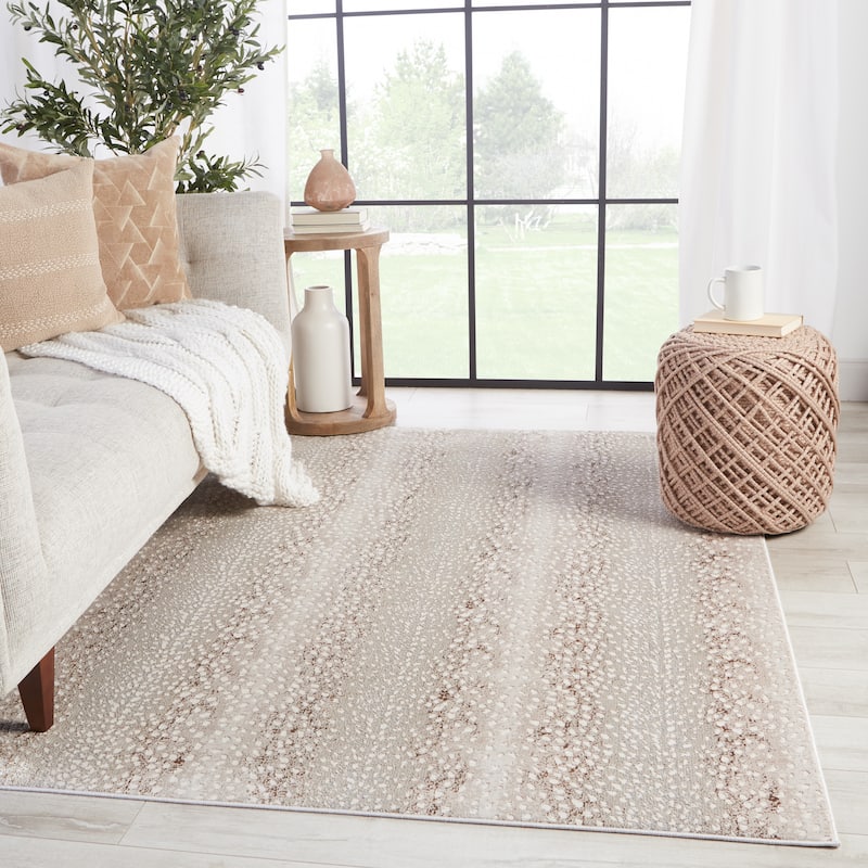 Silver Orchid Axis Animal Print Spotted Area Rug - 3'3" x 12' - Light Gray/Brown