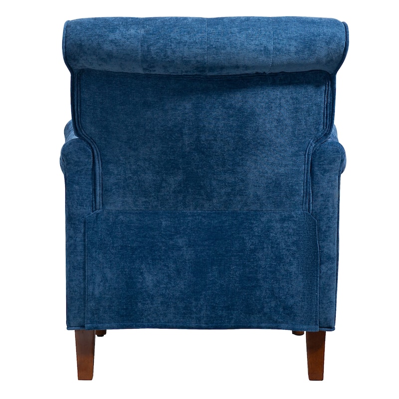 Accent Chair With Comfy Chenille Club Fabric,Comfy Upholstered Living Room Arm Chair,Springs Cushions & Retro Wooden Legs