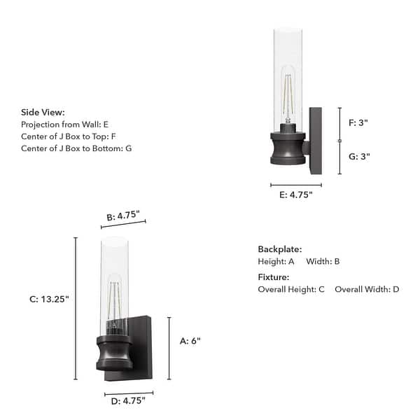 dimension image slide 5 of 7, Hunter Lenlock 1 Light Wall Sconce - Glam, Contemporary - Damp Rated!