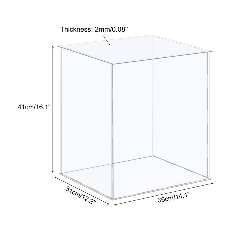 Acrylic Display Case Plastic Box Storage Box Clear Assemble Showcase - 14.1x12.2x16.1 Inch