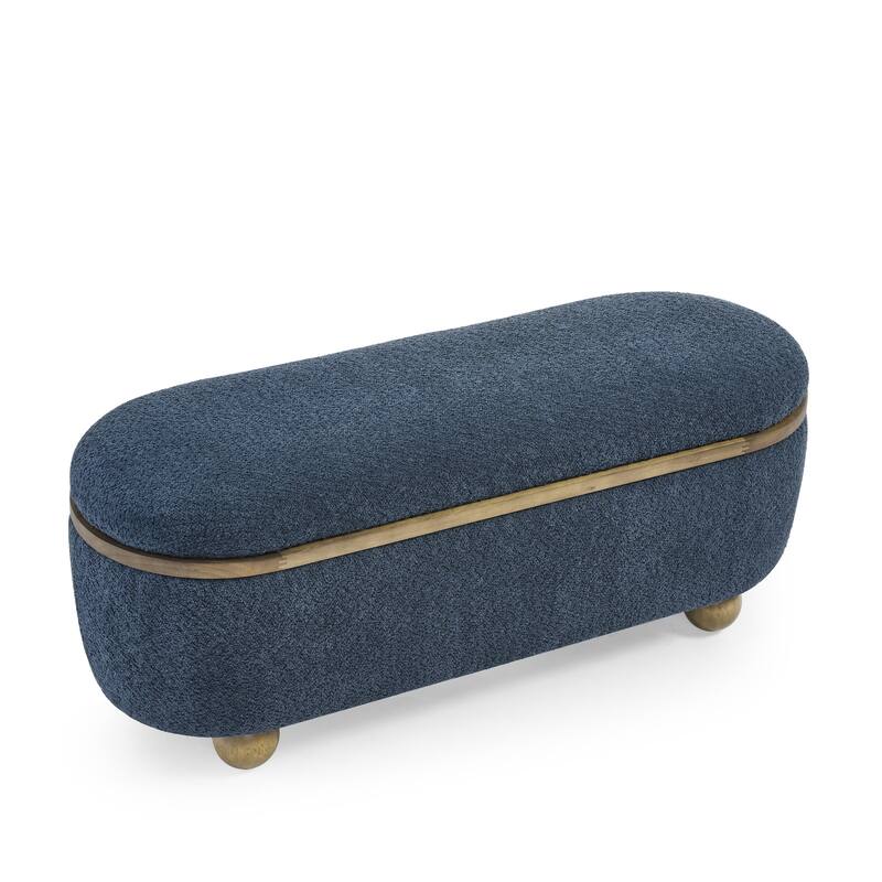 43.3'' Wide Upholstered Fabric Storage Bench with Safety Hinge