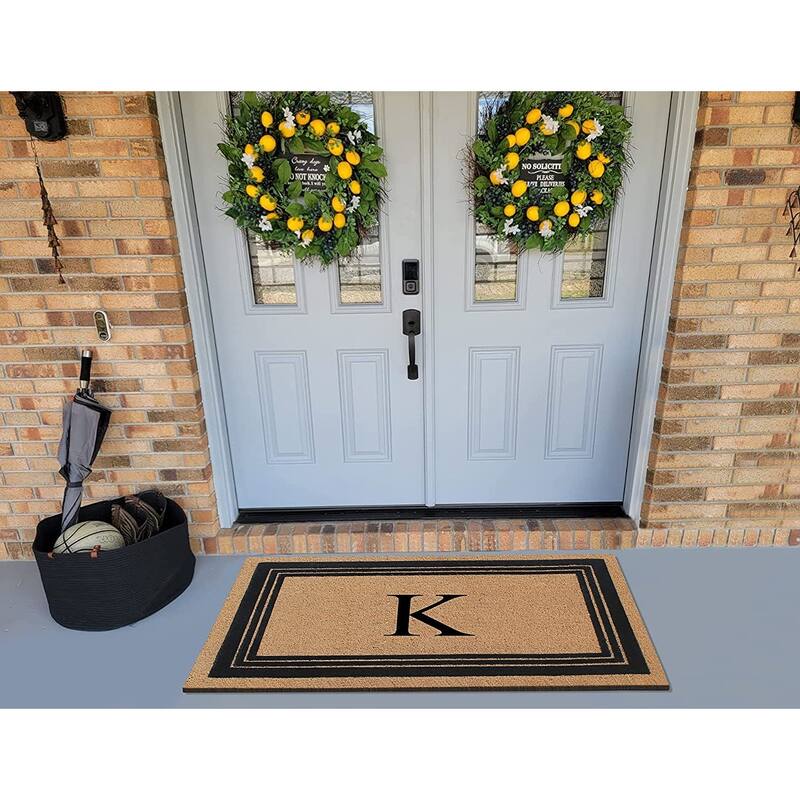 A1HC Natural Coir Monogrammed Entrance Door Mats Flock Doormat 24"X39"
