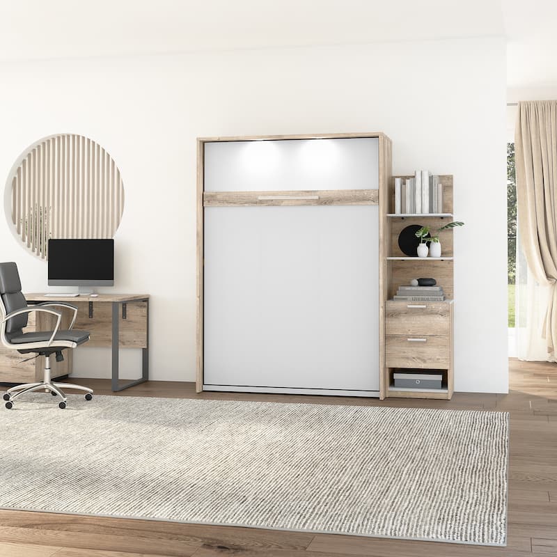 Cielo Full Murphy Bed with Floating Shelves by Bestar