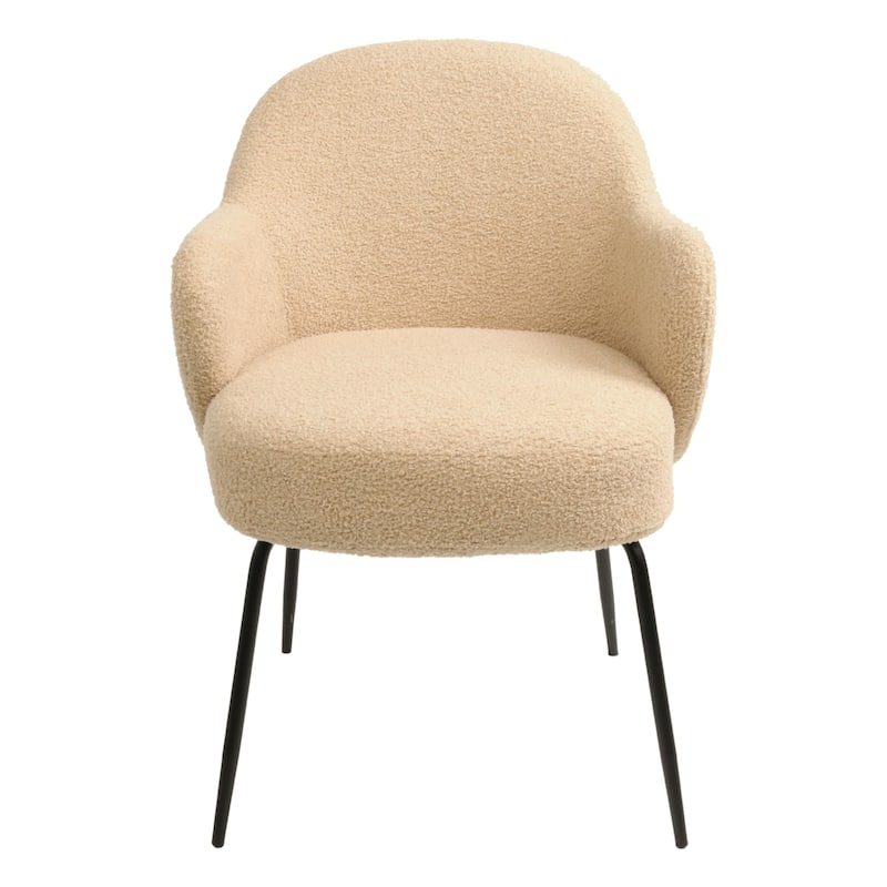 Furnish Theory Nordic Comfort Dining Armchair Arm Chair w/ Various Boucle Fabric Upholstery Covers & Steel Leg Finishes