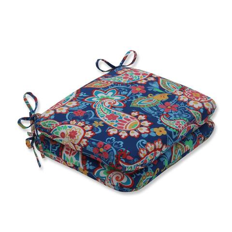 Paisley Party Blue Rounded Corners Seat Cushion (Set of 2)