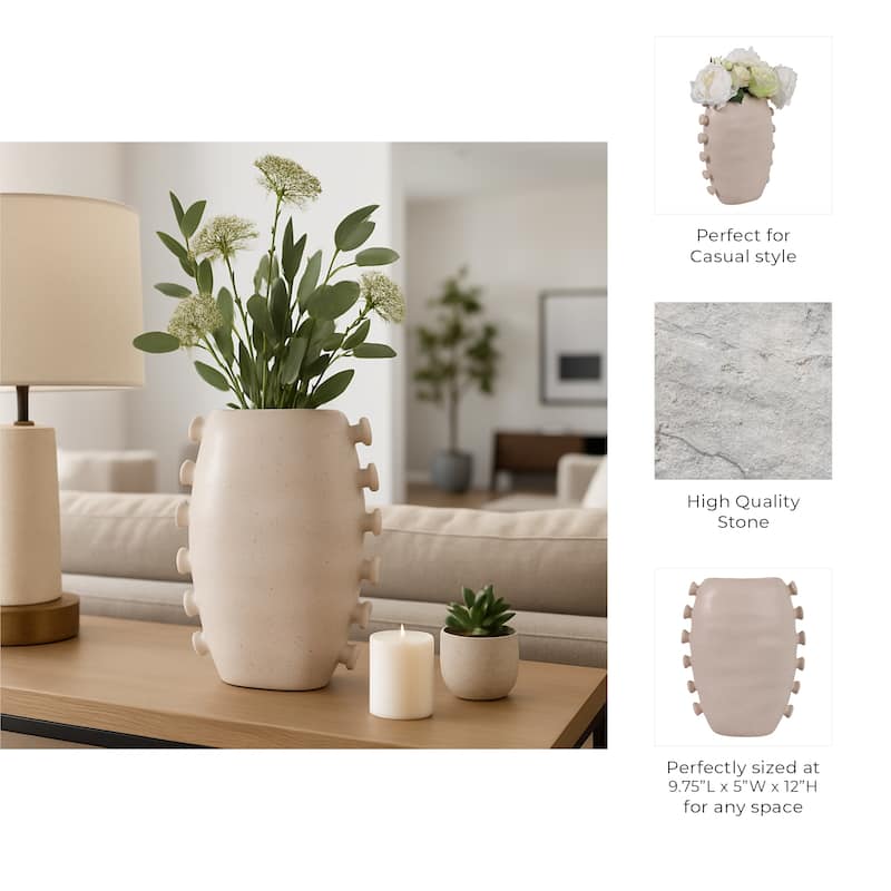 Sculptural Flower Vase with Unique Side Detailing - Ivory