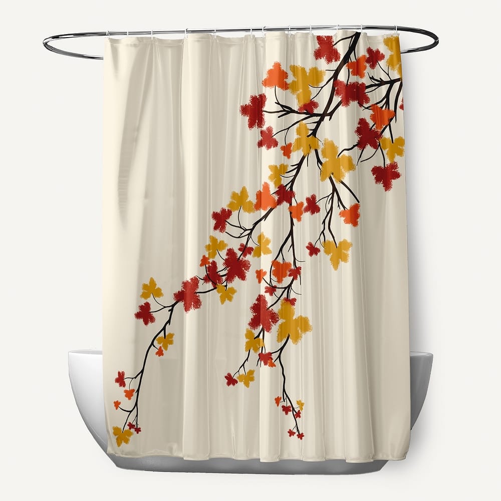 Maple Hues Flower Print Shower Curtain (71 x 74)
