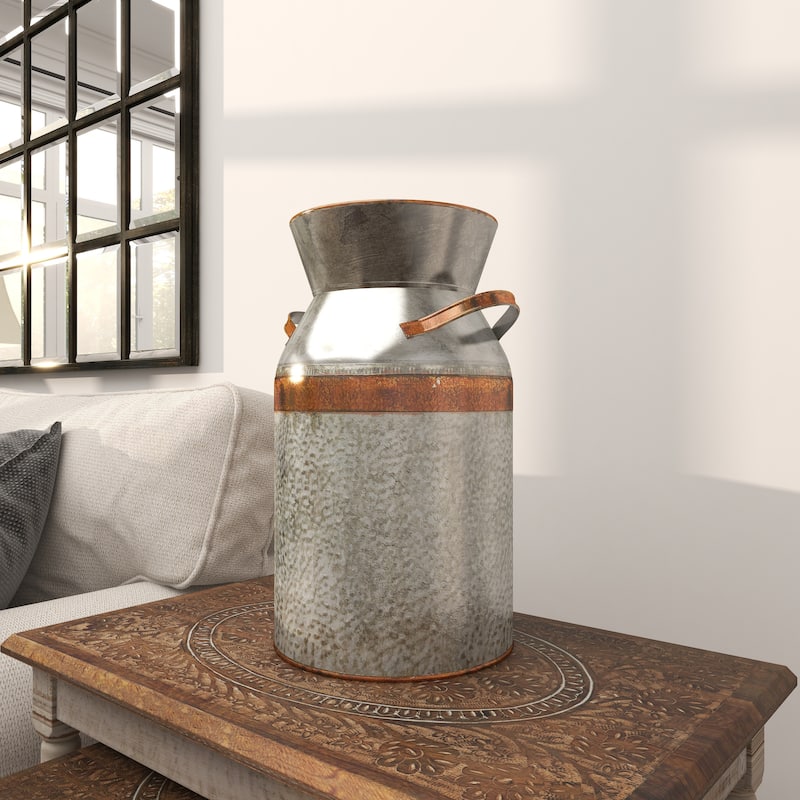 Gray Metal Milk Can Vase