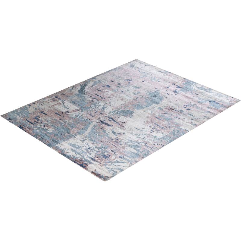 Ikat One-of-a-Kind Hand-Knotted Area Rug, Light Gray - 8' 1" x 10' 2"